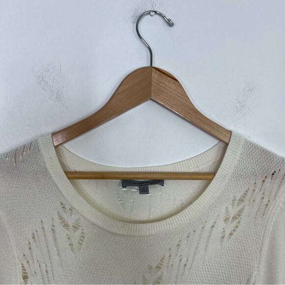 Classiques Entier White Lightweight Distressed Cashmere Blend Sweater Size Med - Picture 3 of 14